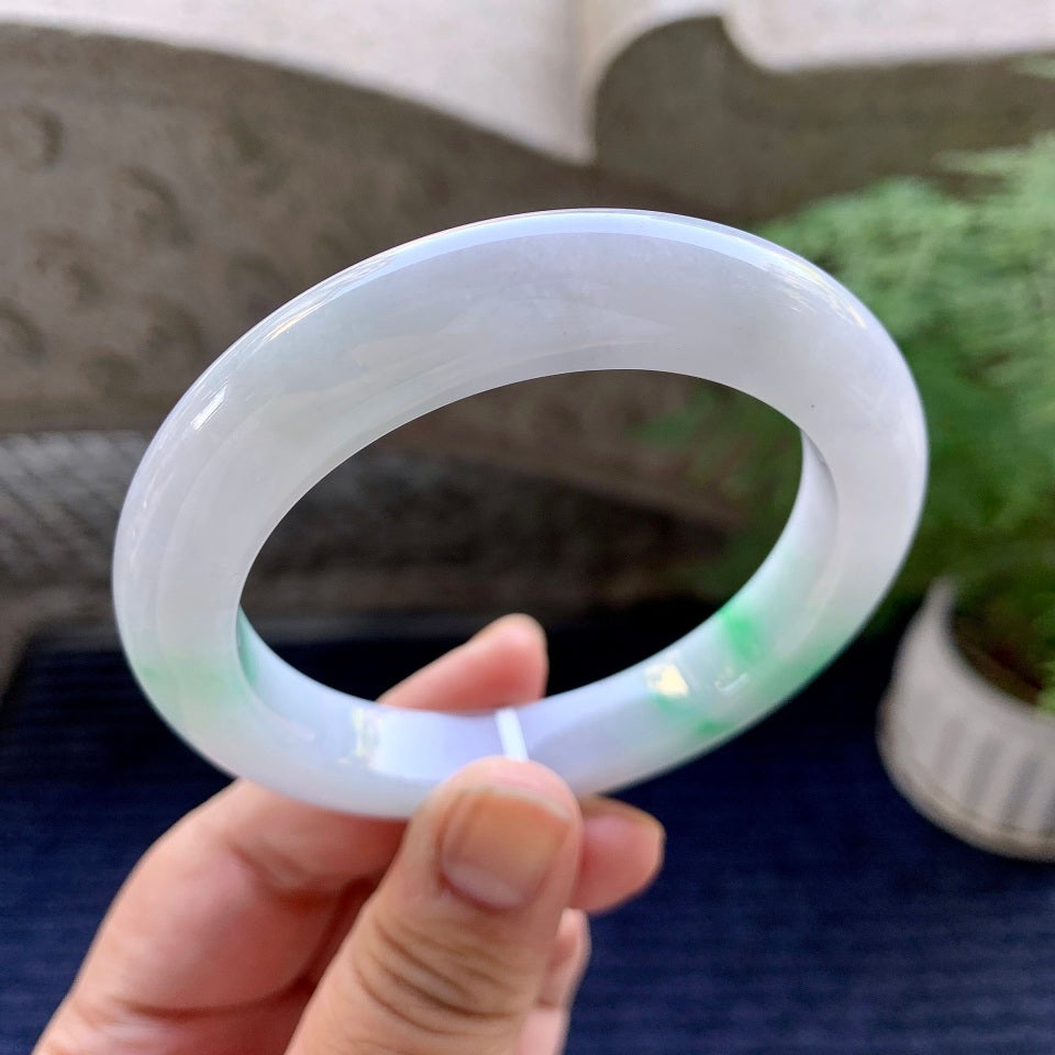 细糯种飘绿平安镯（57.7mm）（yc098531）