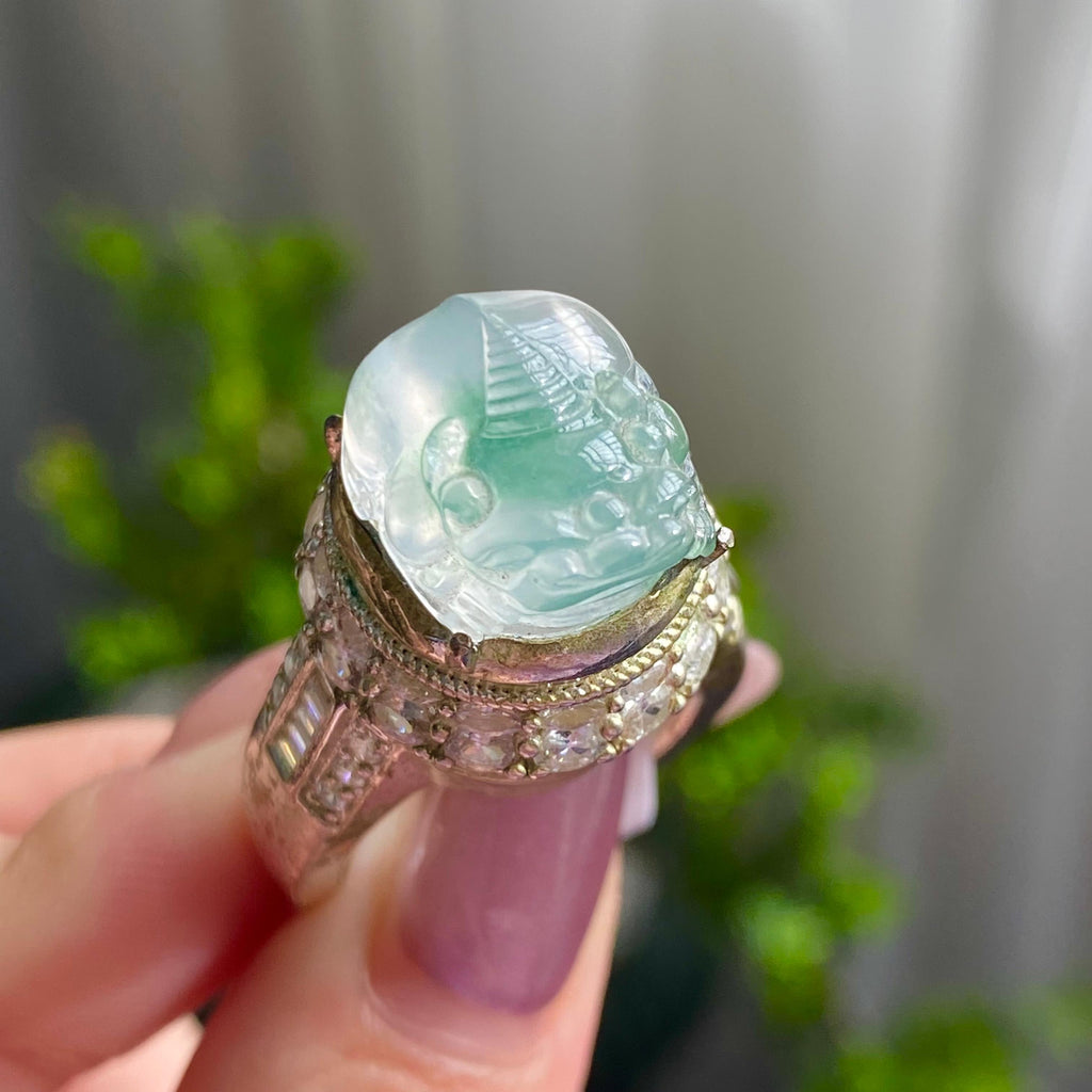 冰种飘花貔貅戒面裸石（yc199631）