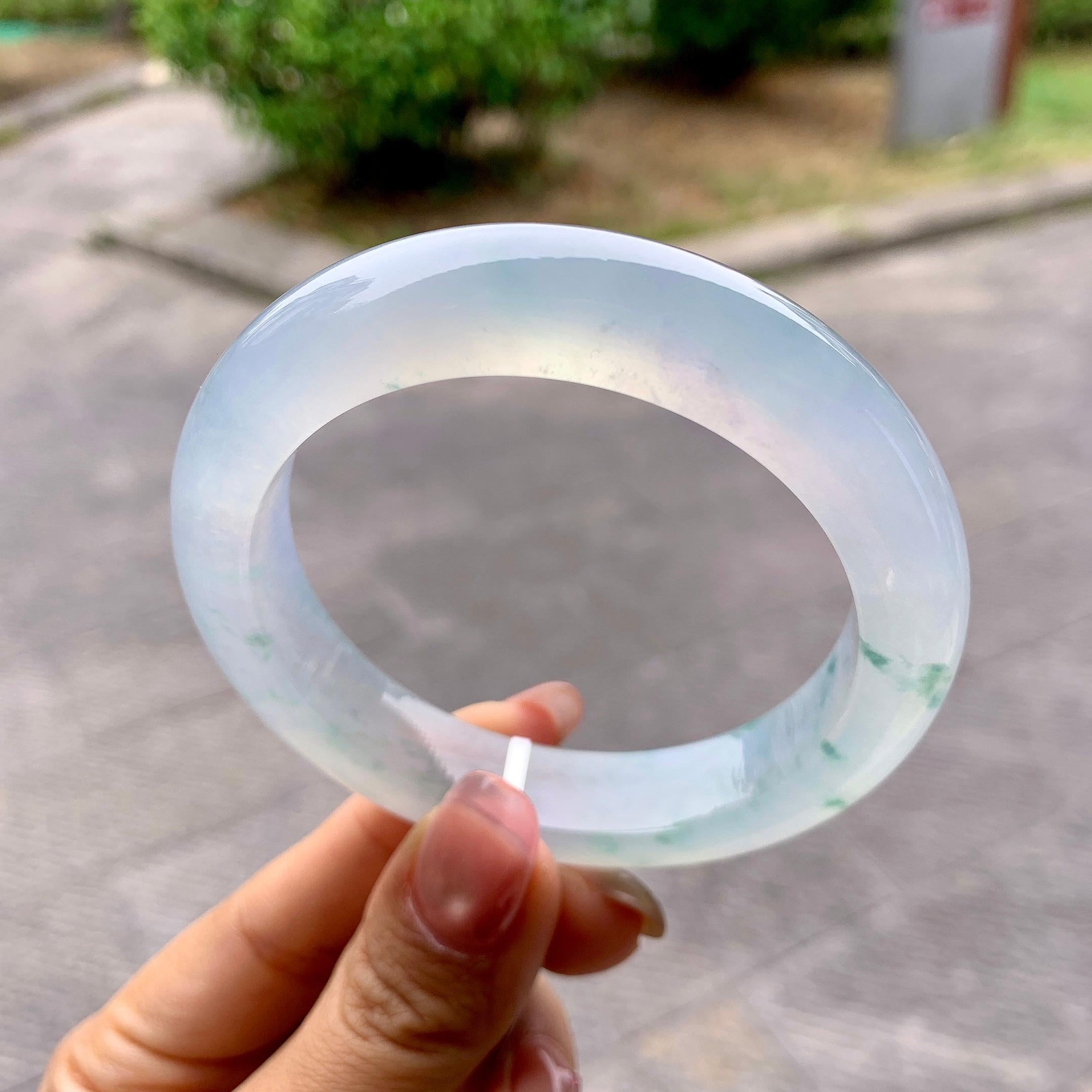 冰种飘花平安镯（55.3mm）（yc281523）