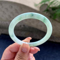 糯种飘蓝花圆条手镯 53.5圈口 （yc537916）