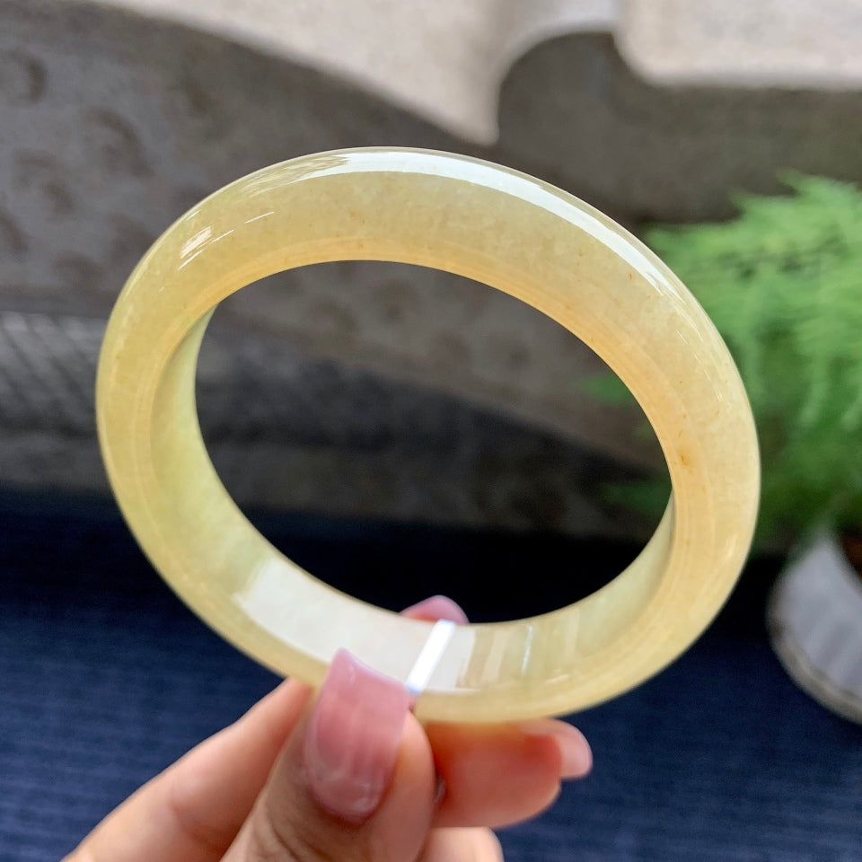糯冰种黄翡平安镯（56.5mm）（yc092177）