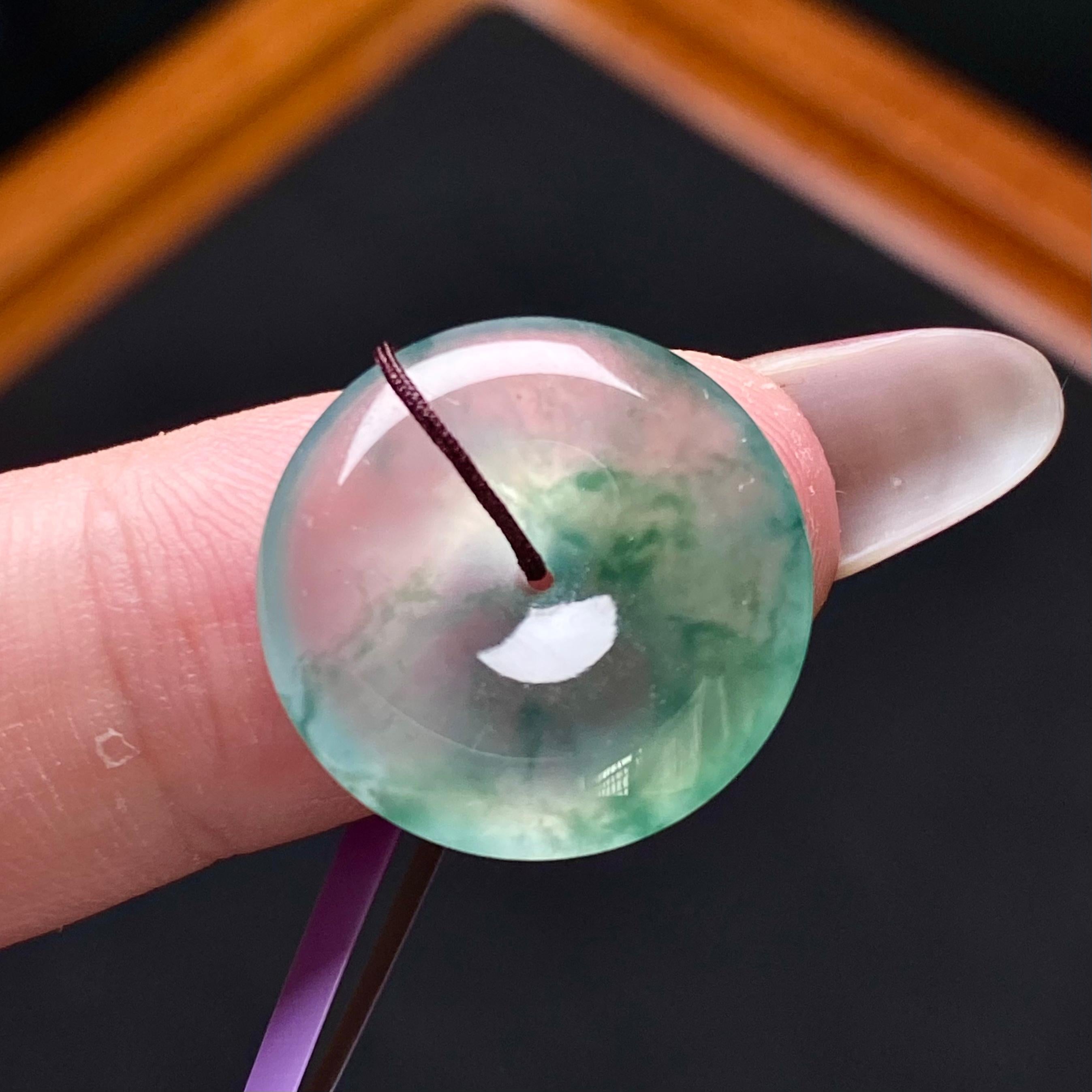 高冰种飘花平安扣吊坠（yc202317）