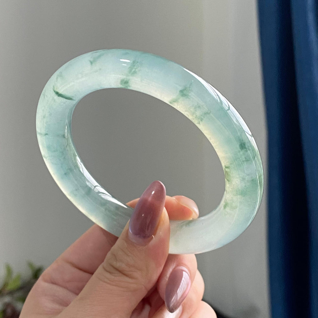 冰种飘花圆条手镯（57圈）（yc195792）