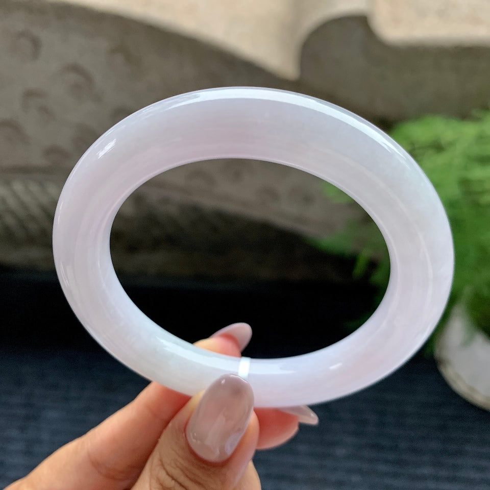 细糯种淡紫罗兰圆条手镯（55.4mm）（yc110777）