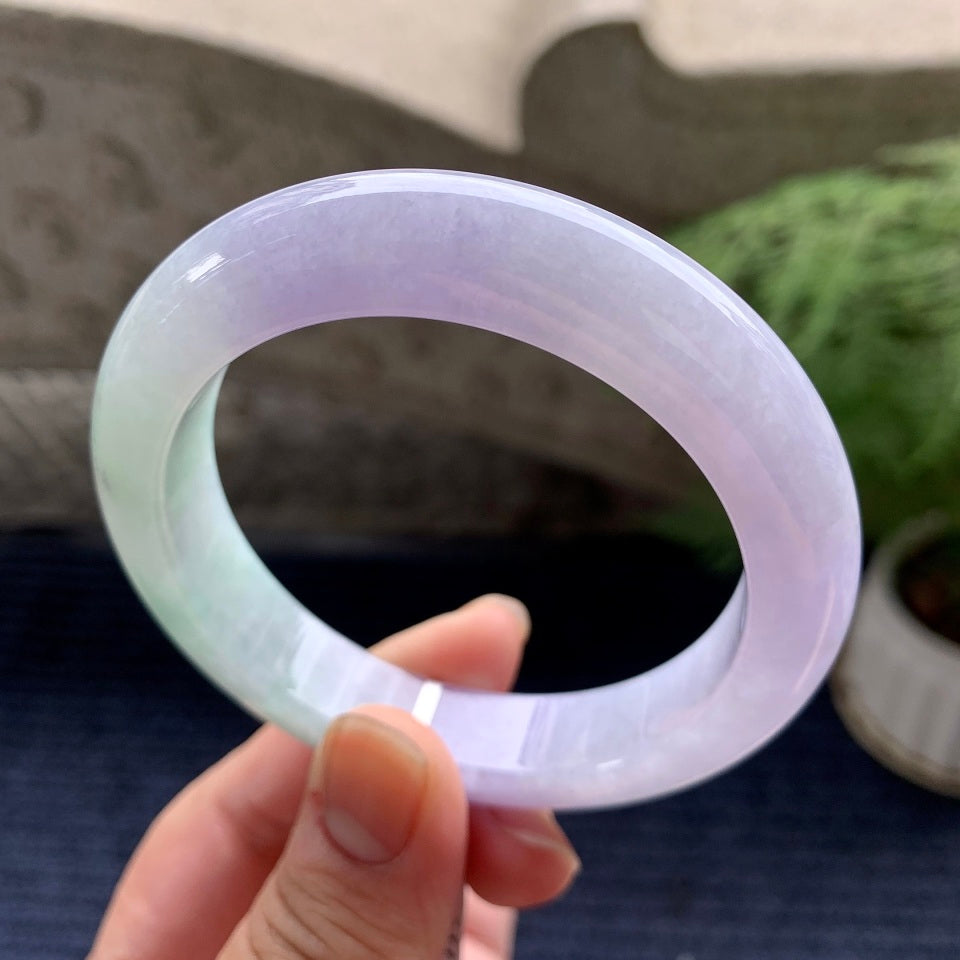 细糯种淡紫罗兰平安镯（56.7mm）（yc088396）