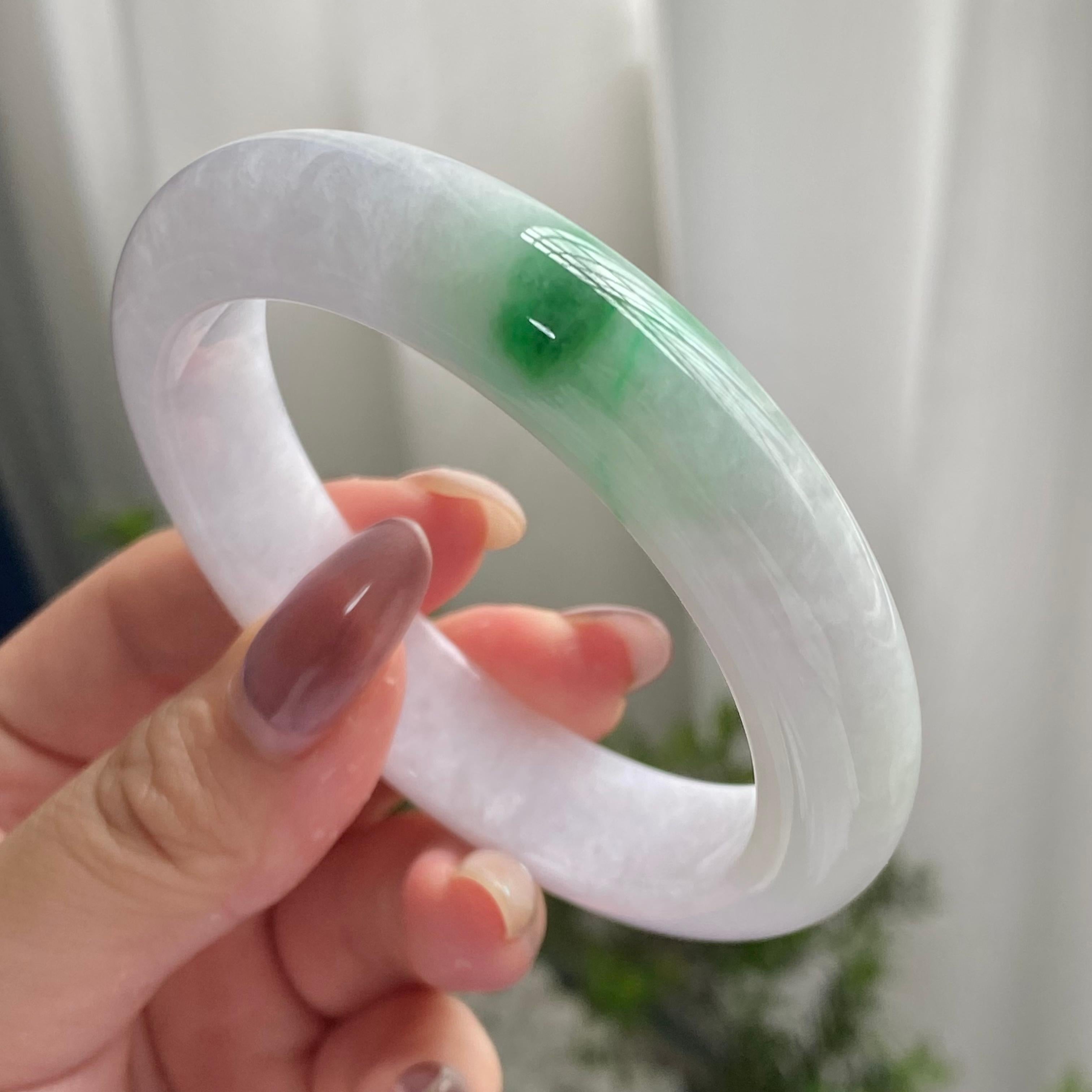 细糯种白底青平安镯（56圈）（yc201864）