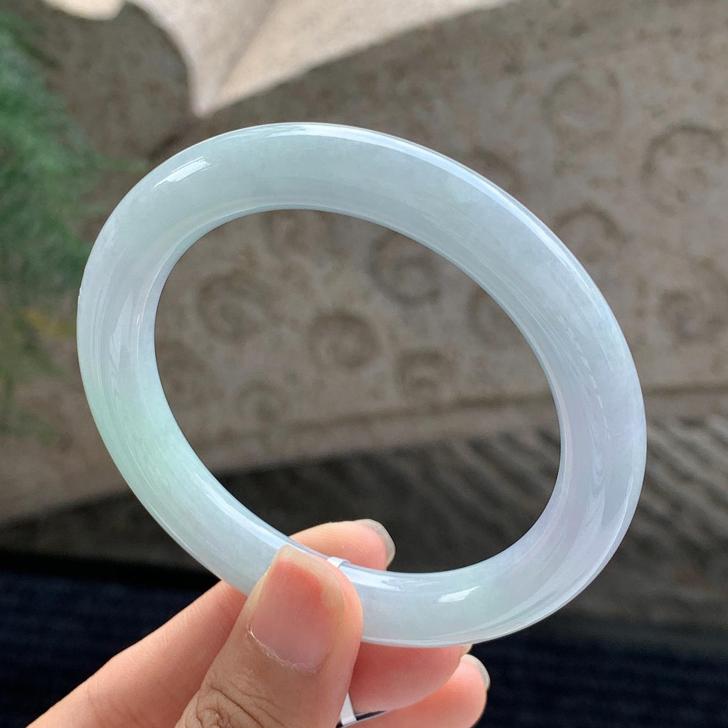 细糯种 淡春彩圆条手镯 56圈 天然缅甸A货翡翠（yc699571）