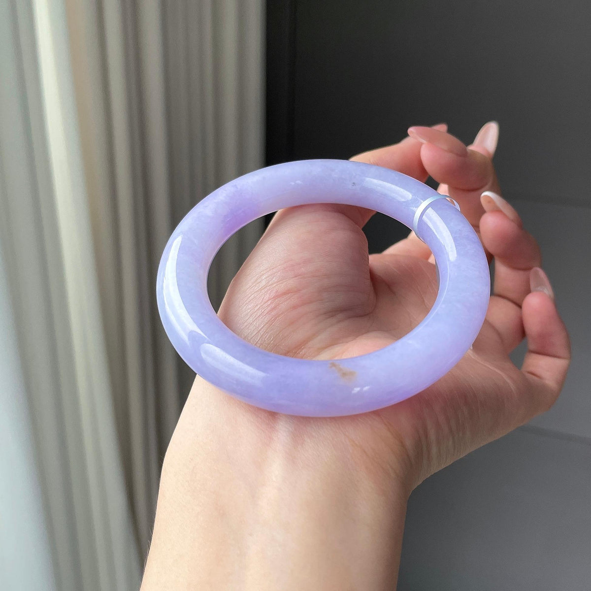 细糯种紫罗兰圆条 56圈 天然缅甸A货翡翠（yc703253）