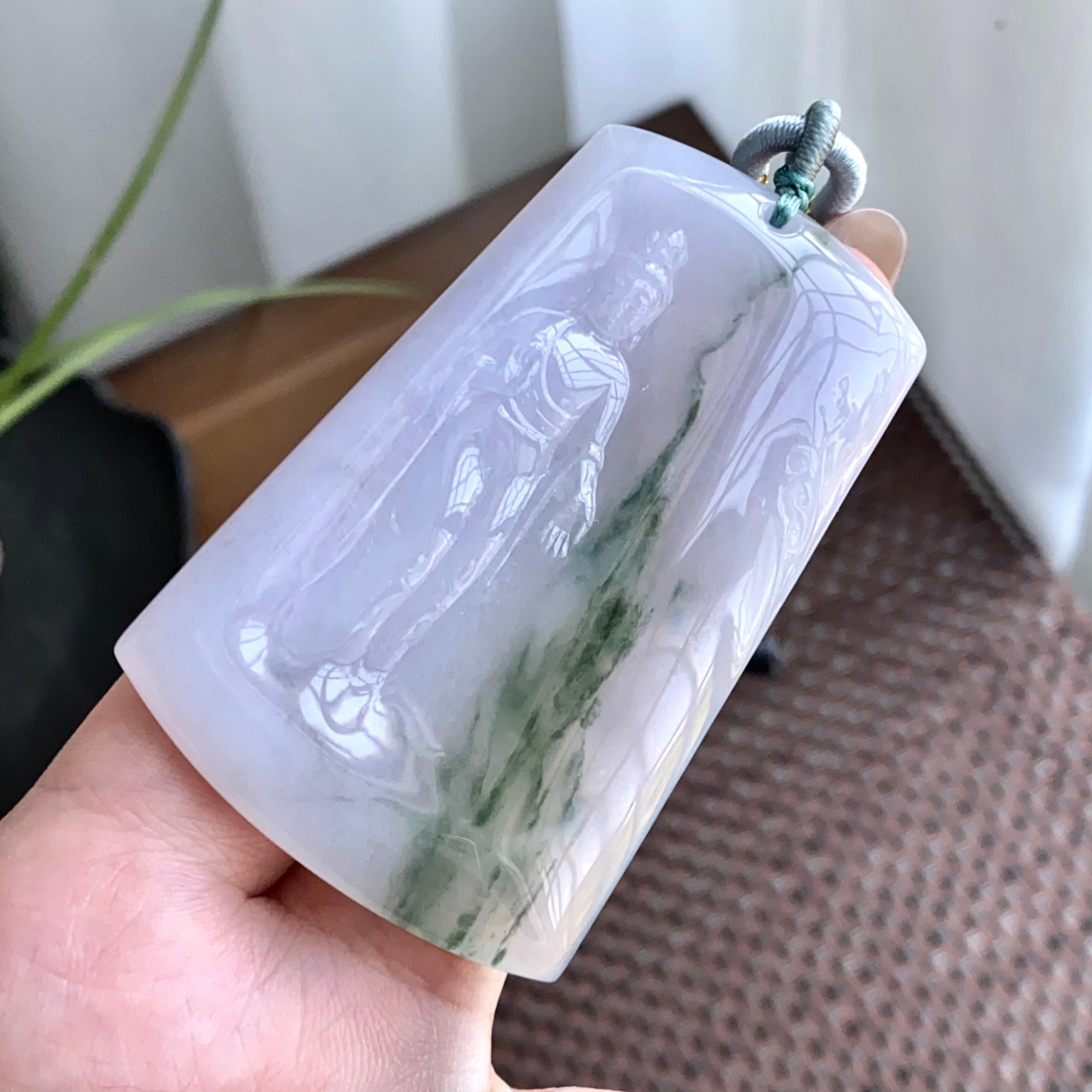 糯冰种飘花度母牌吊坠（yc265641）