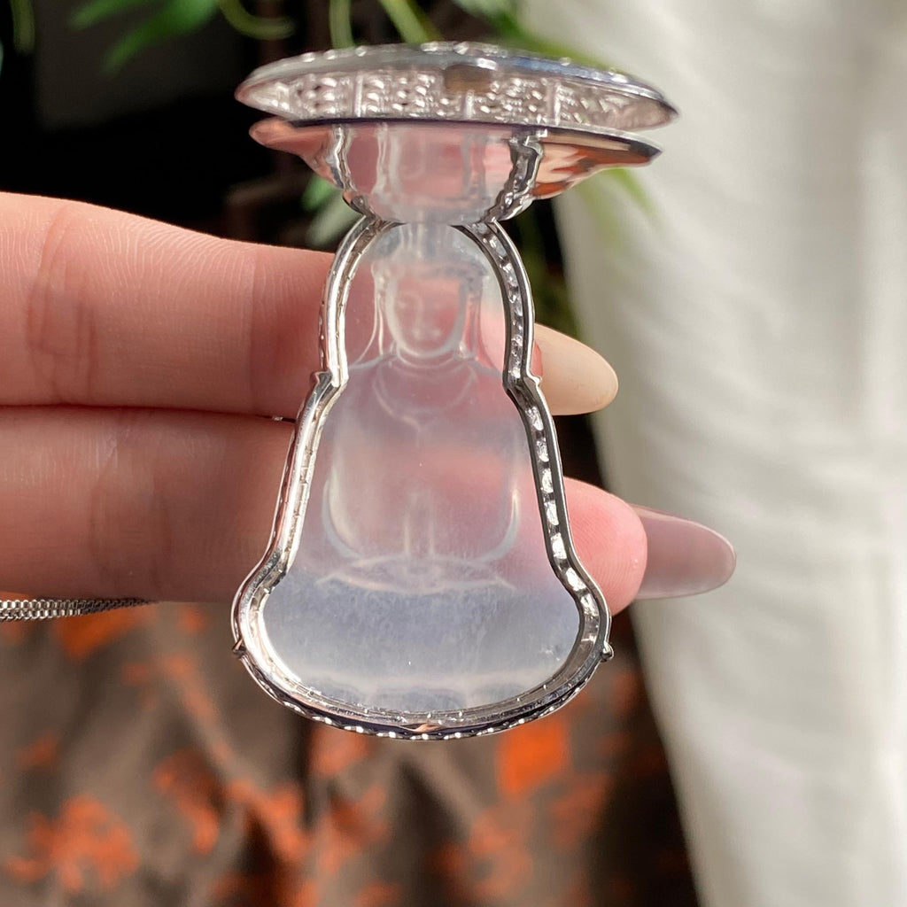 18k金钻镶冰种白月光观音吊坠（yc195167）