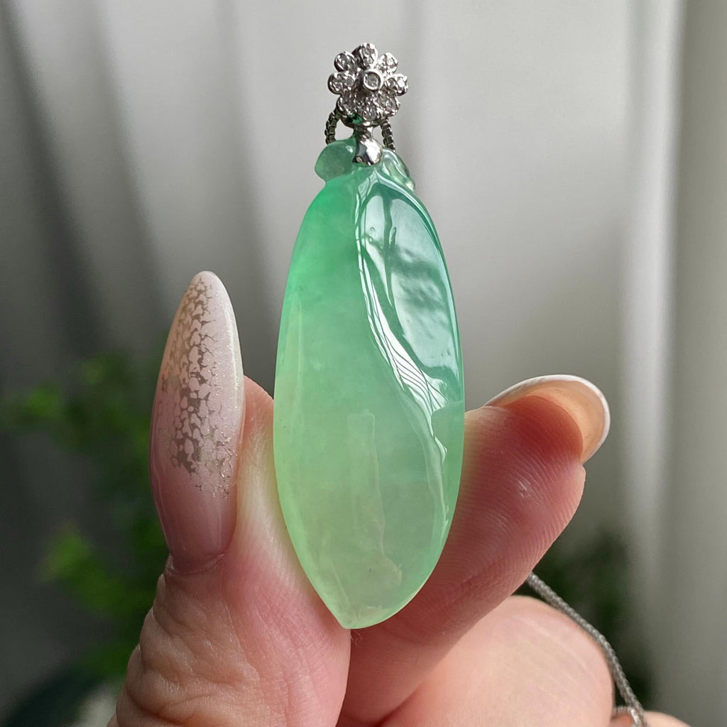 18k金钻镶冰种晴底福瓜吊坠（yc206760）