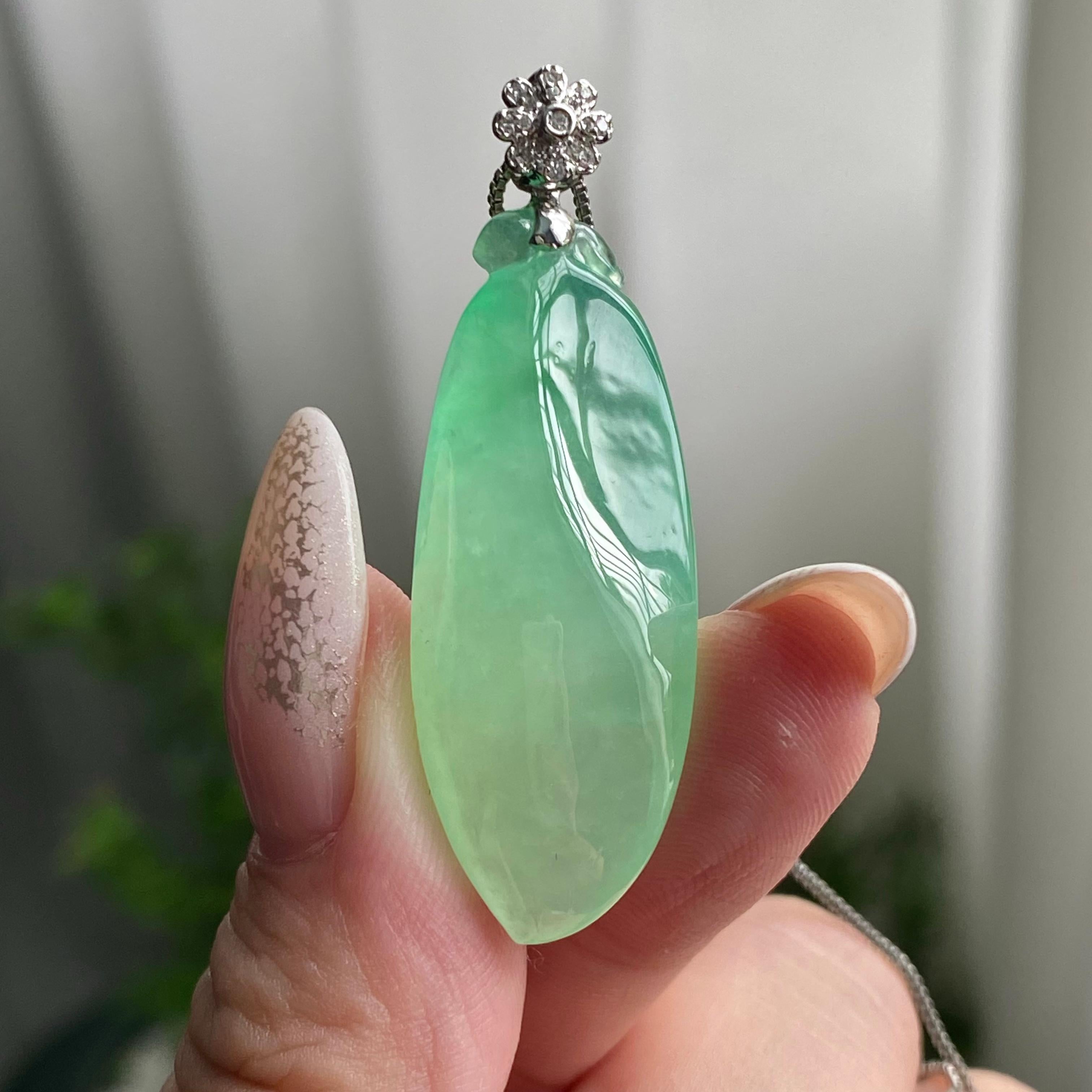 18k金钻镶冰种晴底福瓜吊坠（yc206760）