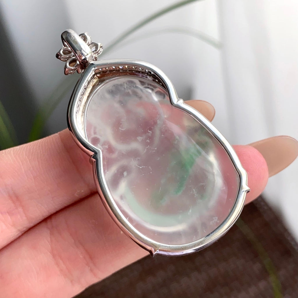 18k金钻镶冰种飘花财神吊坠（yc250290）