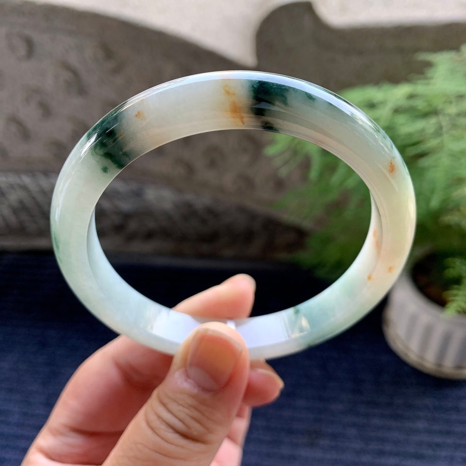 细糯种飘花洒金平安镯（64mm）（yc093343）