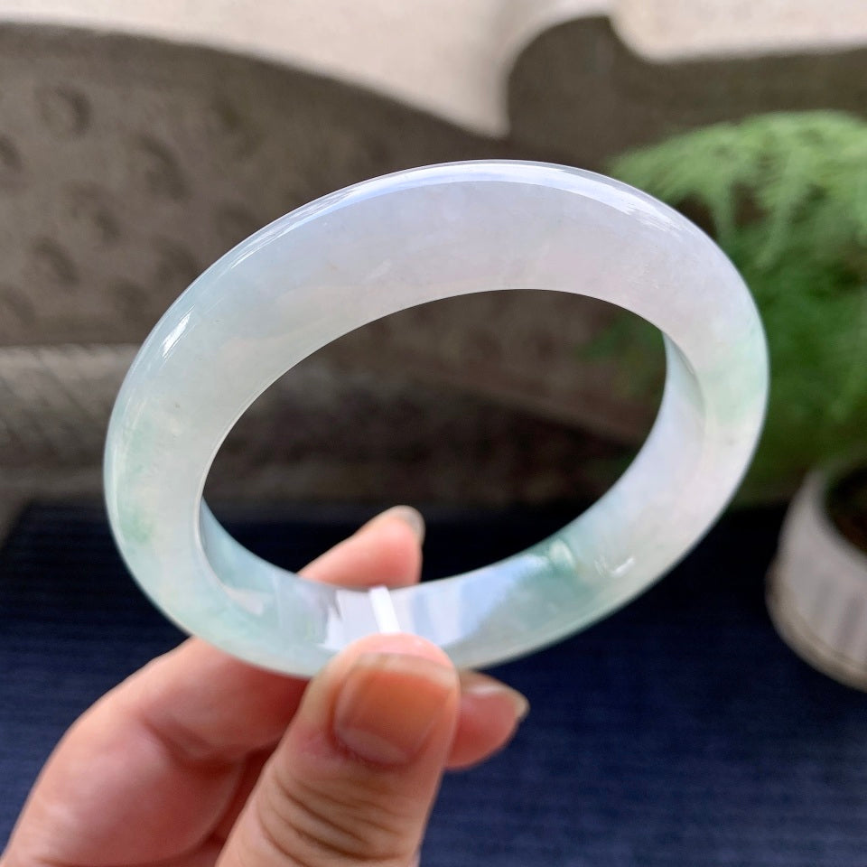 糯冰种飘花平安镯（56mm）（yc096579）
