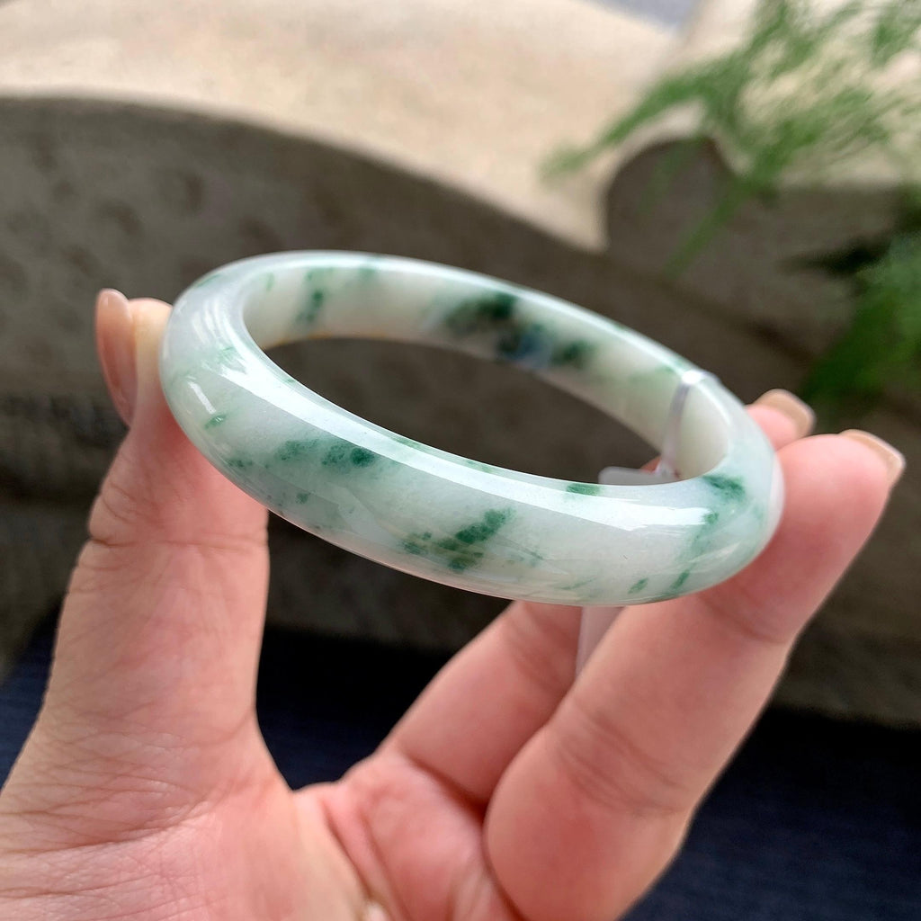 秒杀 细糯种黄翡飘蓝花正圈平安镯 56圈口（yc711296）