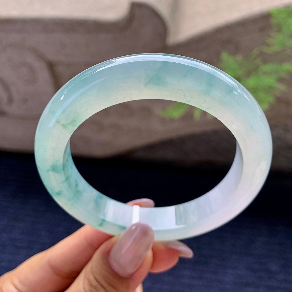 糯冰种飘花平安镯（56mm）（yc165882）