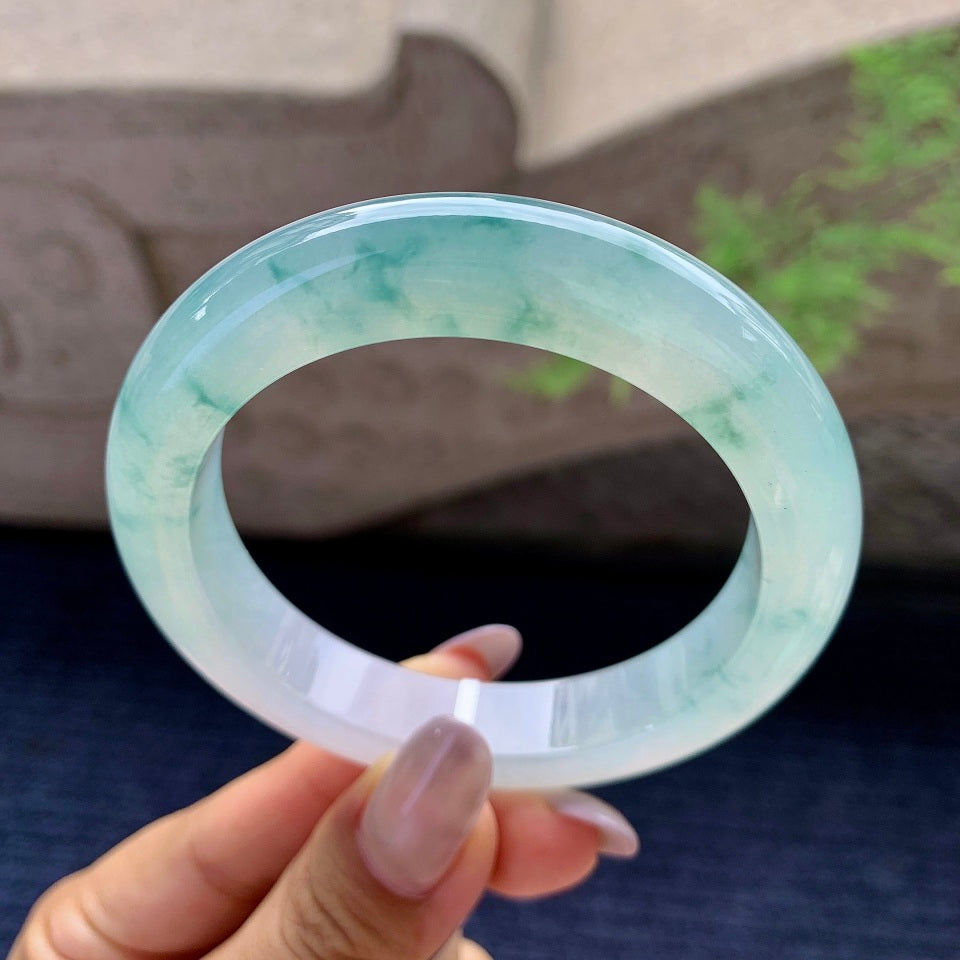 糯冰种飘花平安镯（56mm）（yc165882）