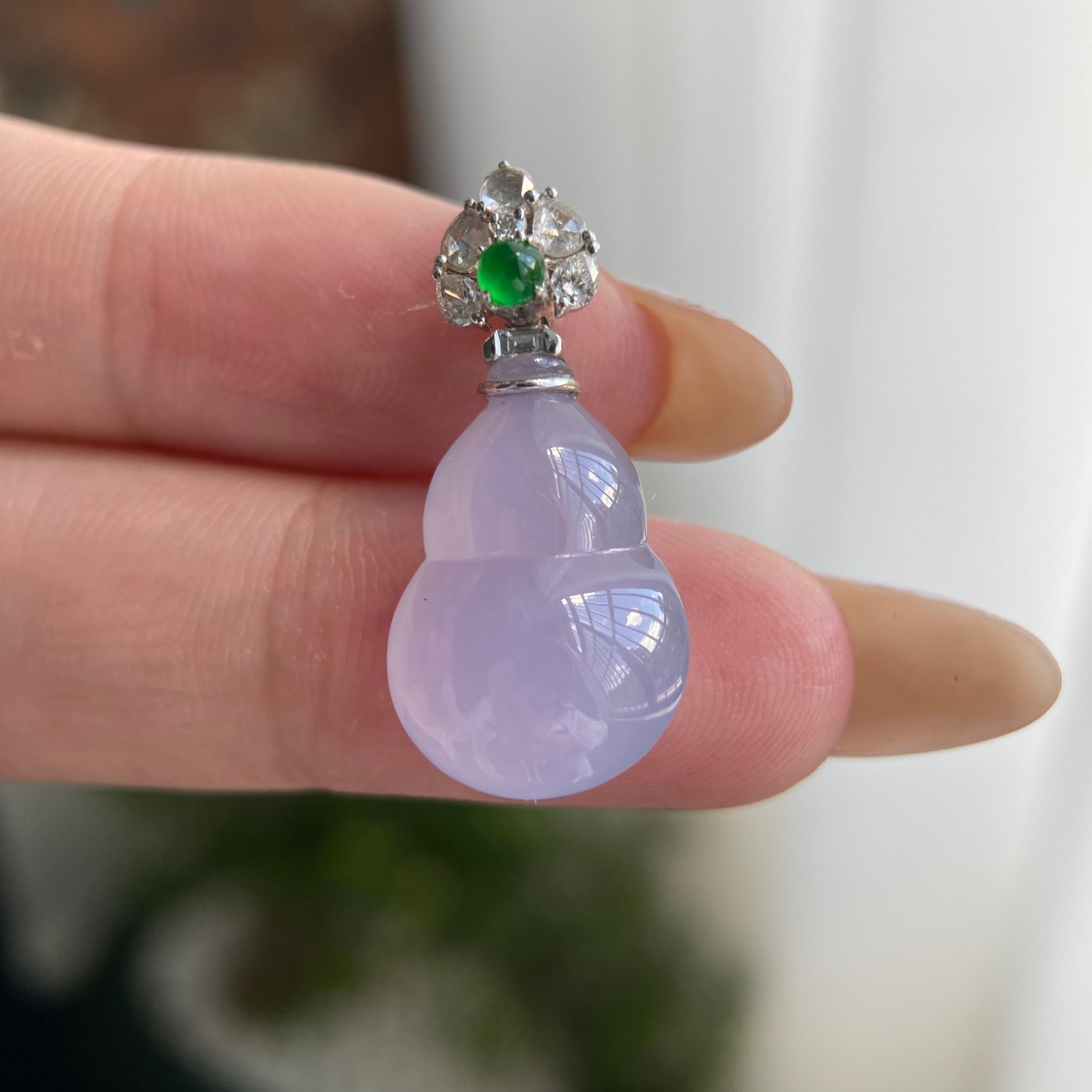 18k金钻镶冰种紫罗兰葫芦吊坠（yc209949）