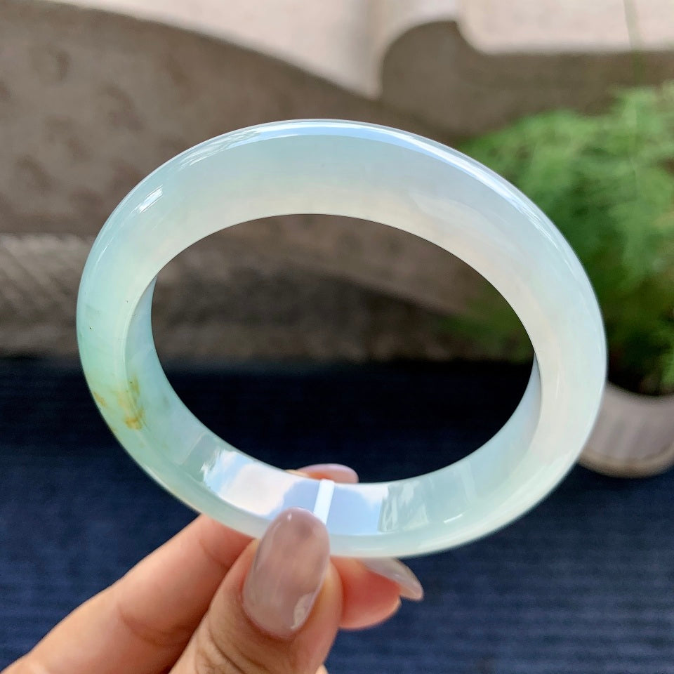 糯冰种晴水飘黄翡平安镯（55.6mm）（yc116072）