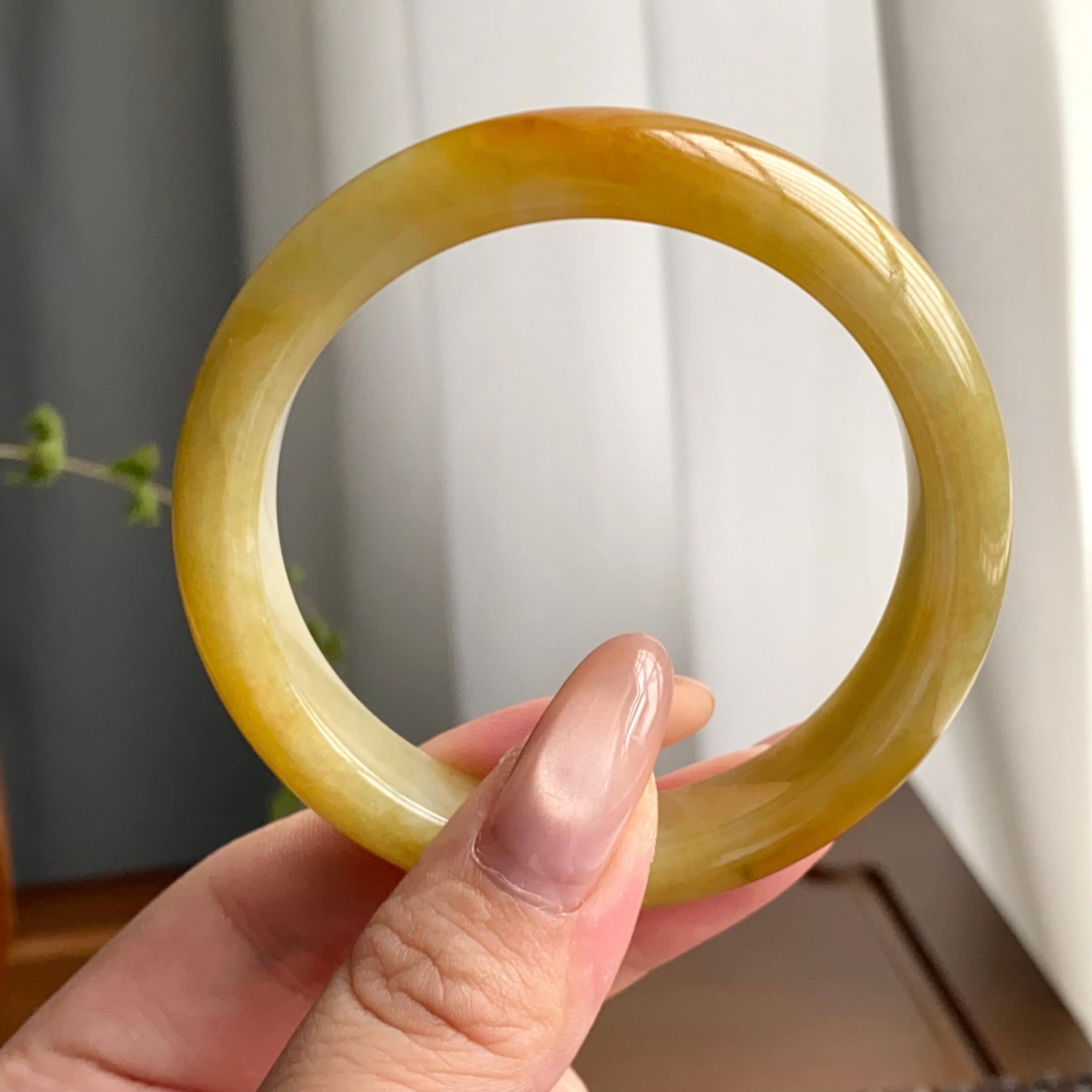 细糯种黄翡平安镯（53圈）（yc247637）