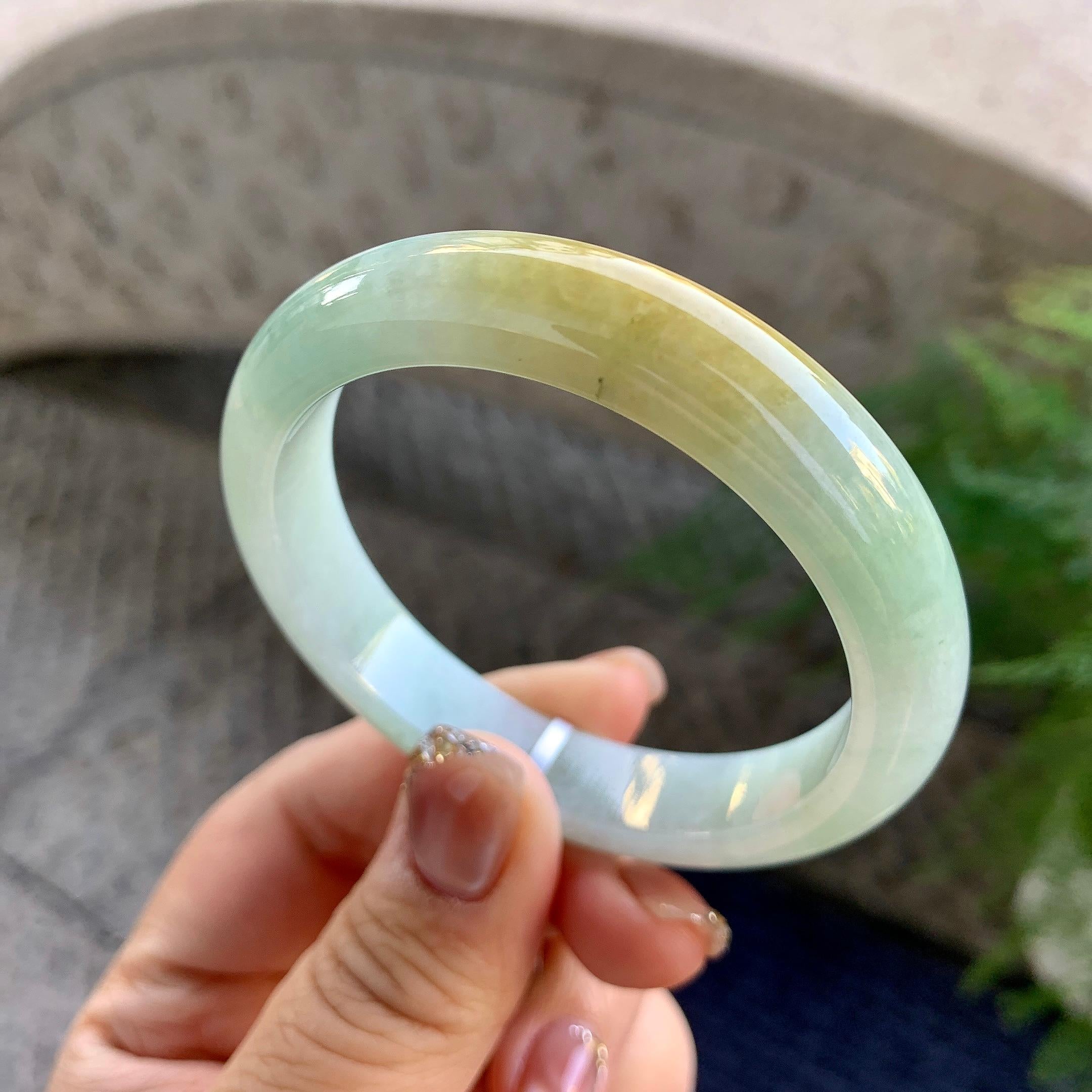 细糯种黄翡平安镯（53.7mm）（yc276210）