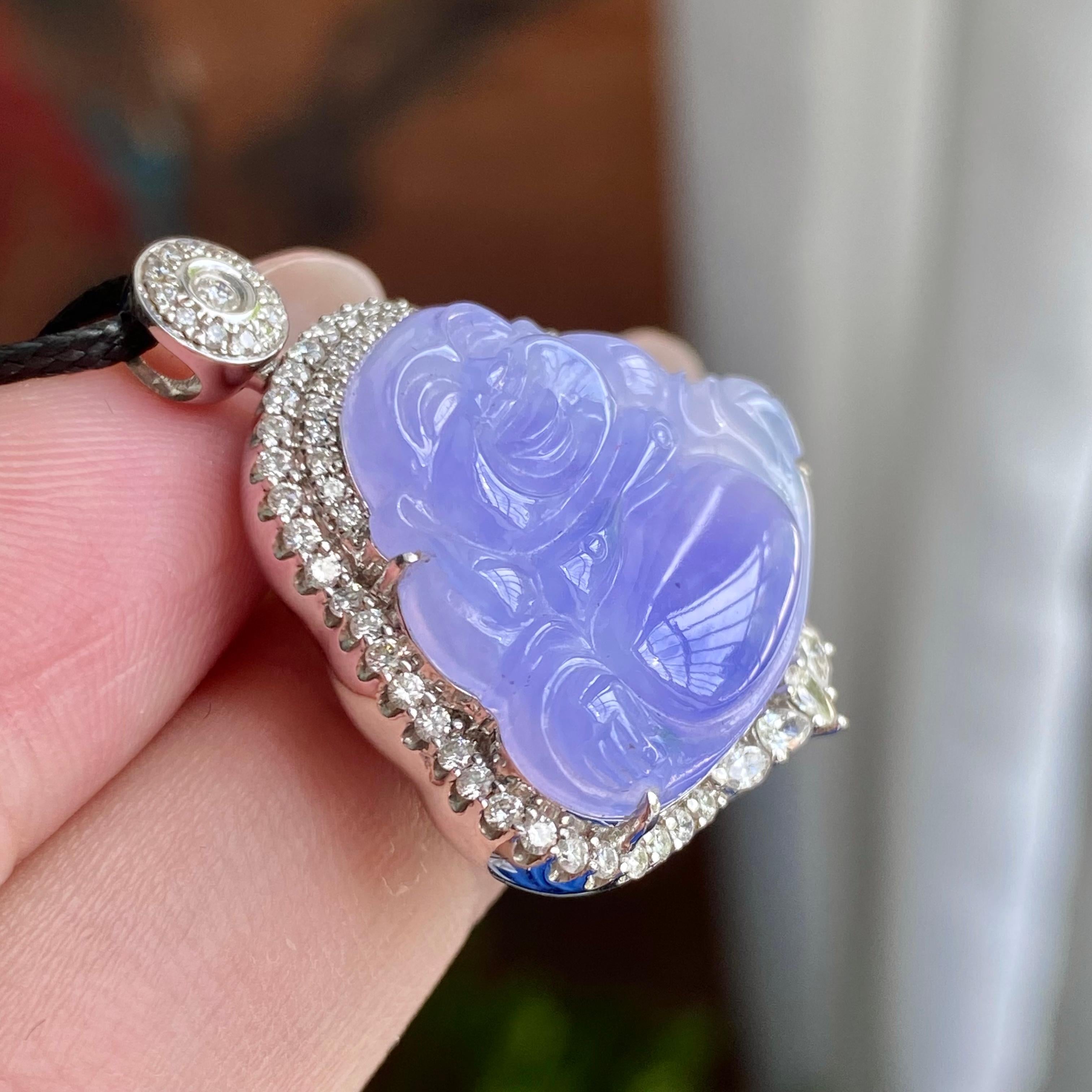 18k金钻镶冰种紫罗兰佛公吊坠（yc235114）