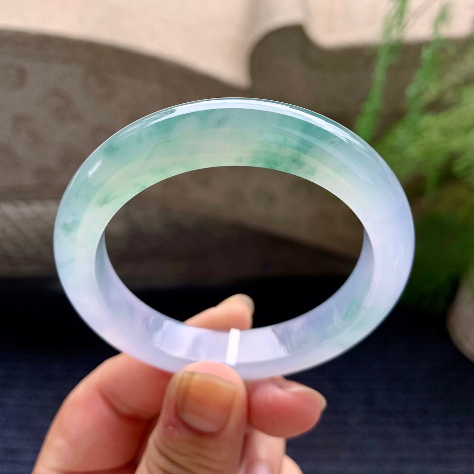 糯冰种紫罗兰飘花平安镯（52.8mm）（yc173916）