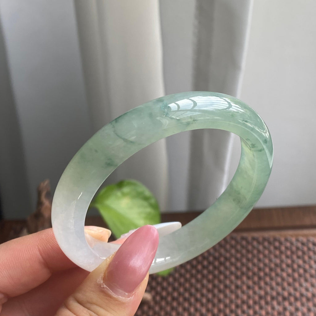 糯冰种飘花正圈手镯（59圈）（yc280809）