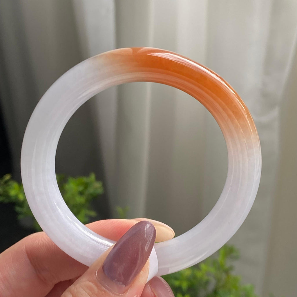 糯冰种黄翡圆条手镯（52圈）（yc200143）