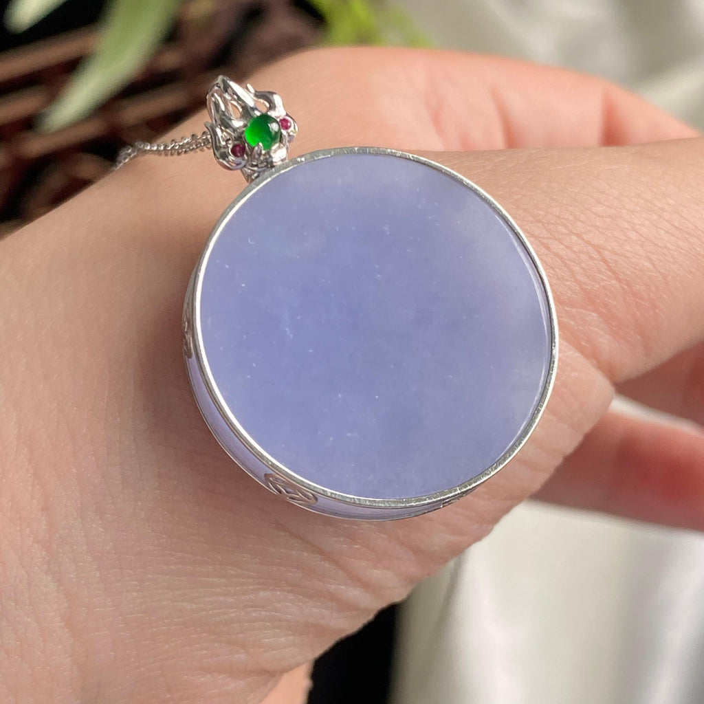 18k金钻镶细糯种紫罗兰圆牌吊坠（yc197331）