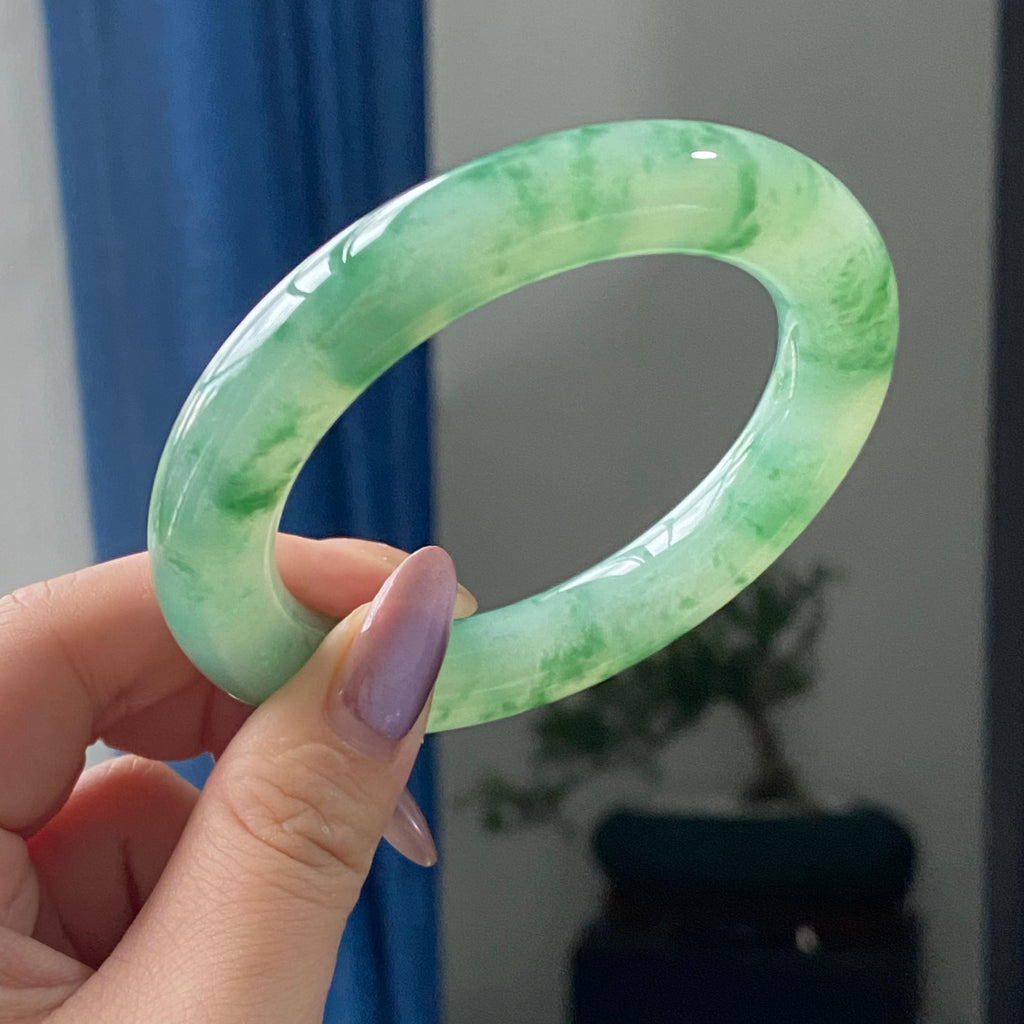 冰种飘花圆条手镯（57圈）（yc195754）