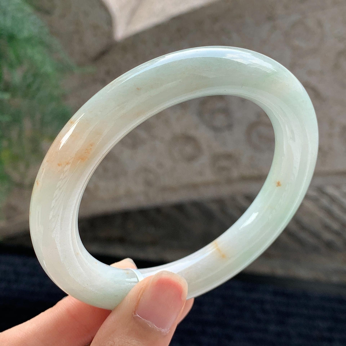 细糯种 黄加绿圆条手镯 58.5圈 天然缅甸A货翡翠（yc699559）