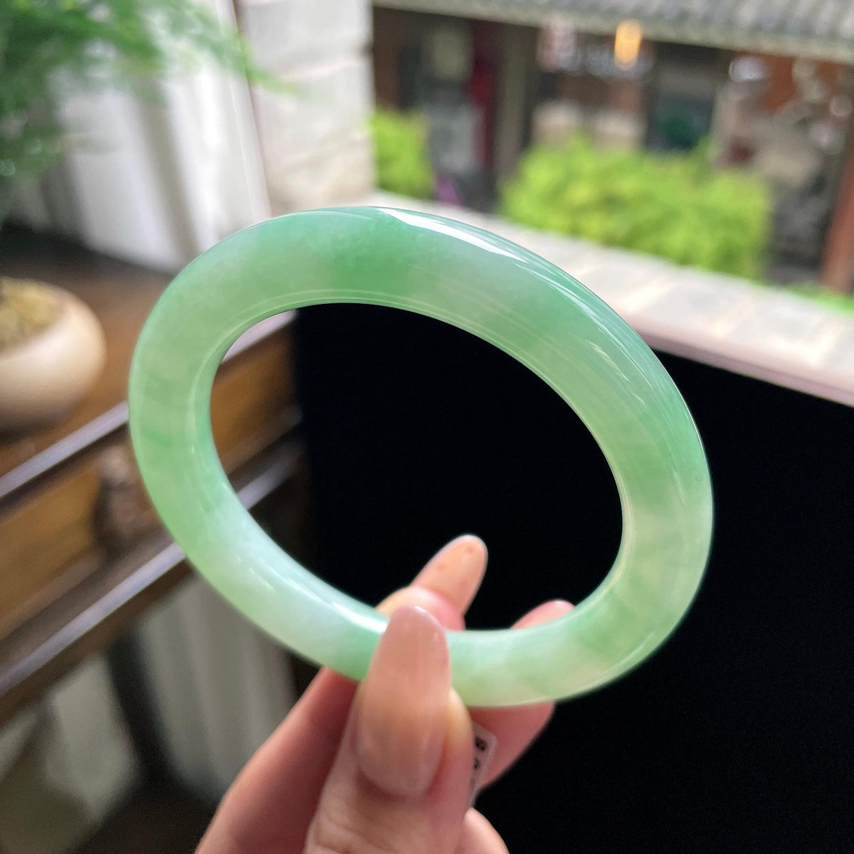 细糯种甜果绿圆条 55圈 天然缅甸A货翡翠（yc696434）