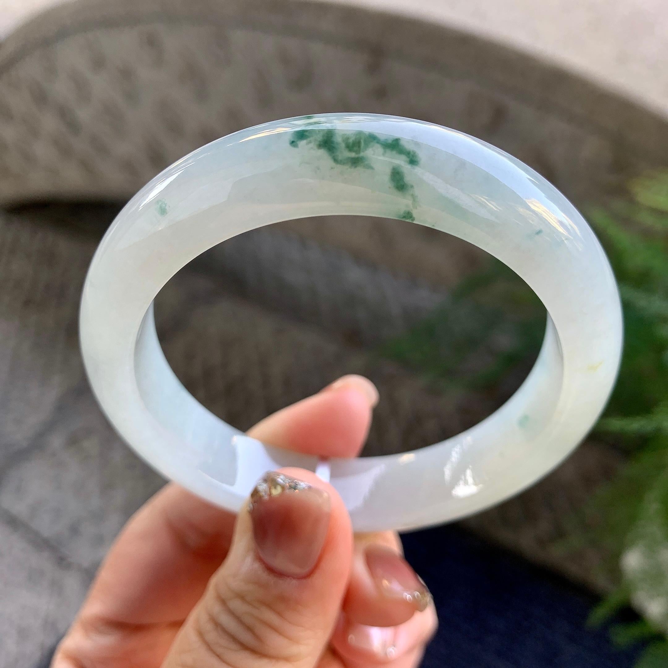 糯冰种飘花平安镯（57mm）（yc276211）