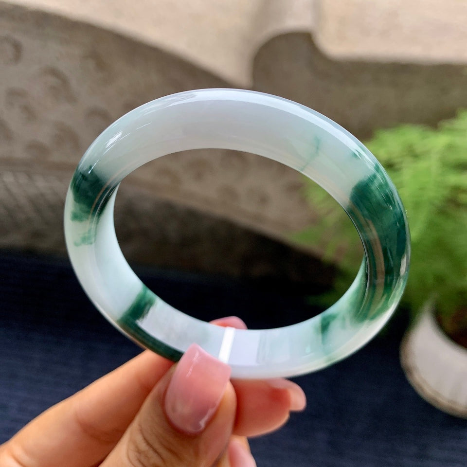 细糯种飘花平安镯（53mm）（yc090105）