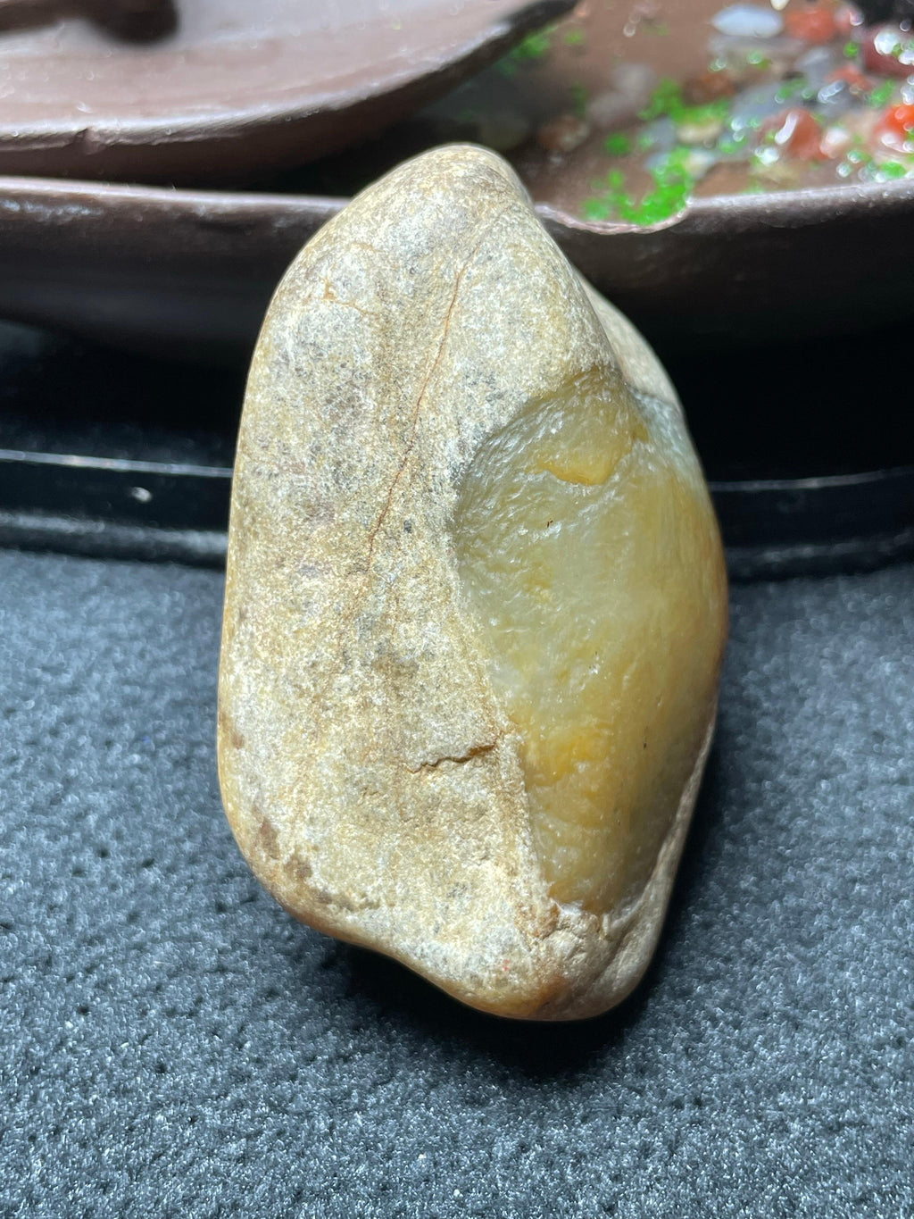 大马坎冰底飘黄巧雕牌子料（yc532749）