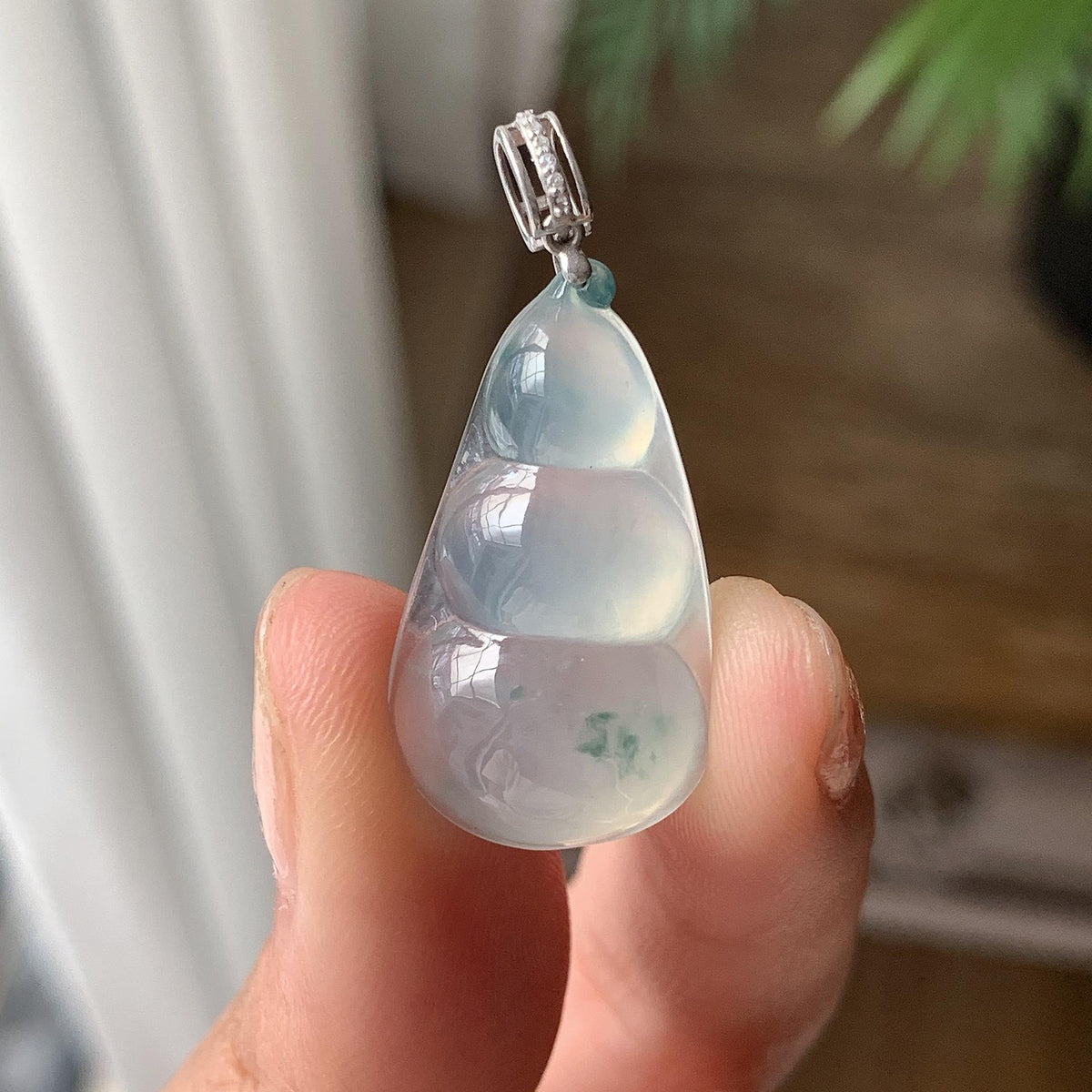 18K金镶 冰种飘花吊坠 天然缅甸A货翡翠（yc703353）