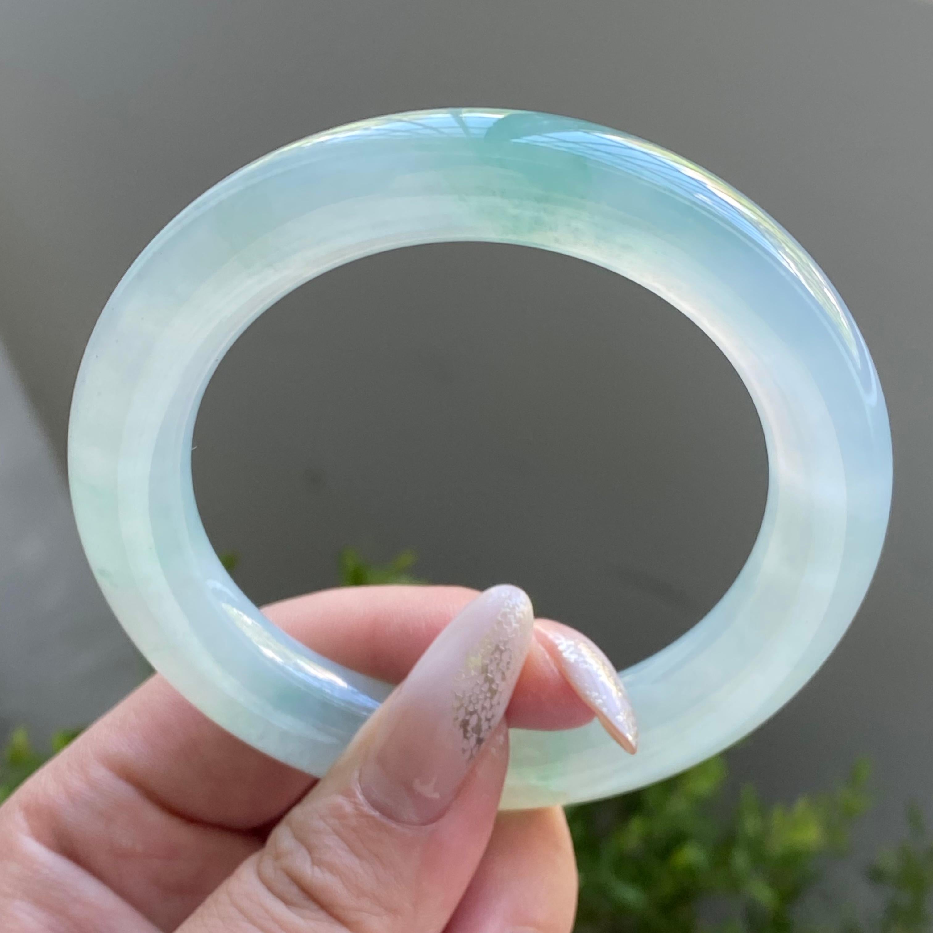 冰种飘花圆条手镯（56圈）（yc225916）