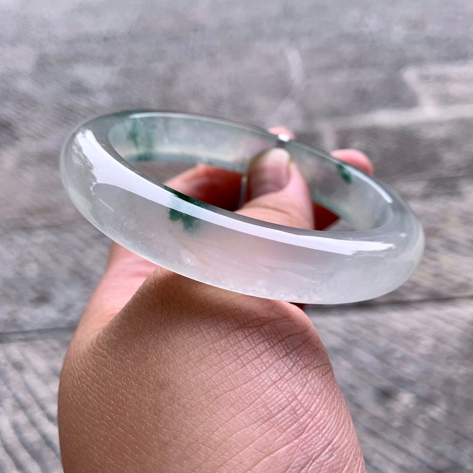 高冰种飘花平安镯（57.6mm）（yc167754）