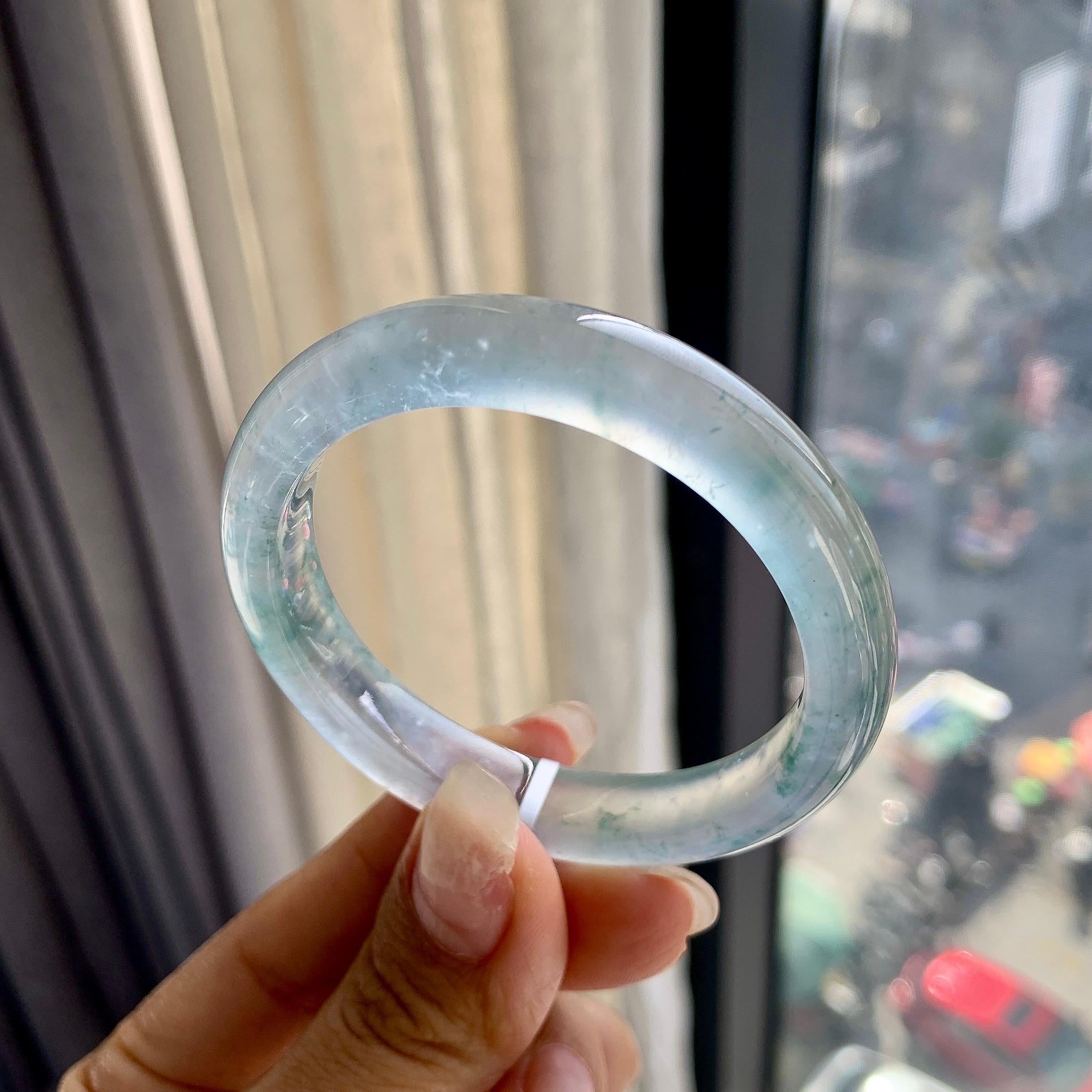 高冰种飘花平安镯（48.8mm）（yc277891）