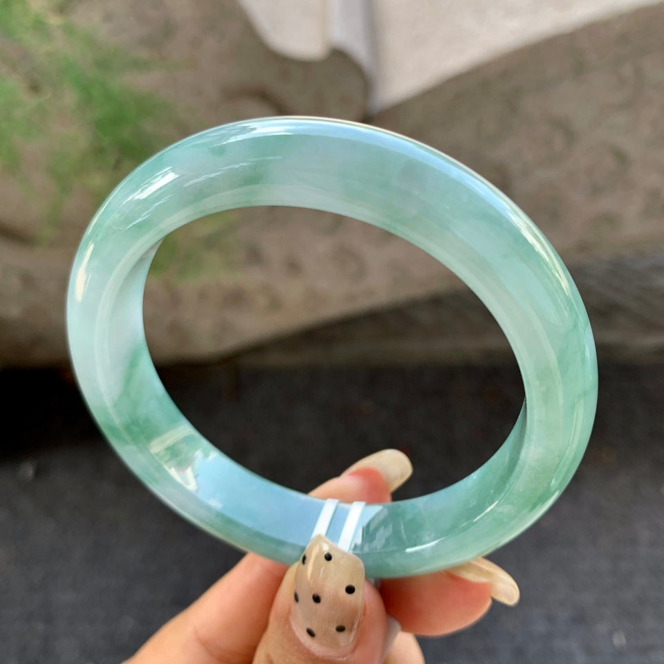 糯冰蓝水翡翠平安镯（58.8mm）（yc029102）