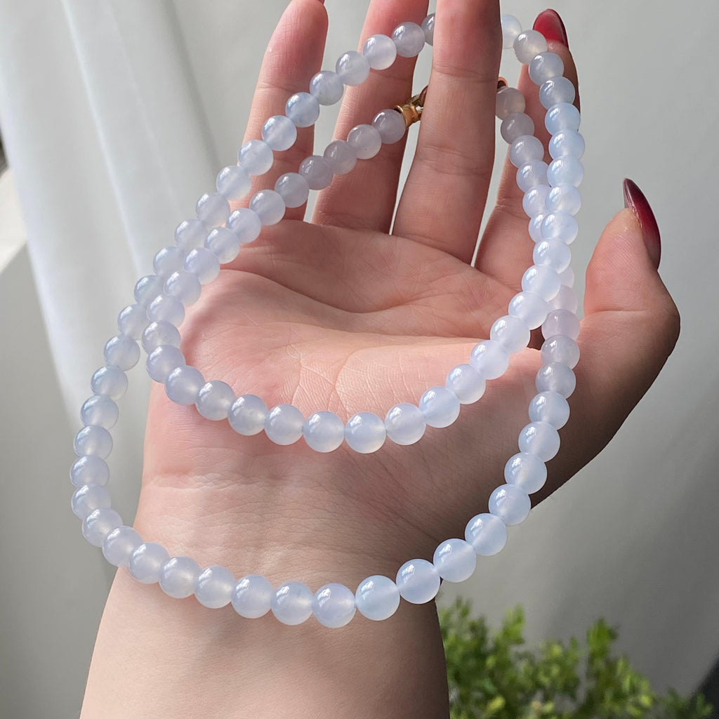 冰种蓝紫底珠链（84颗）（yc213178）