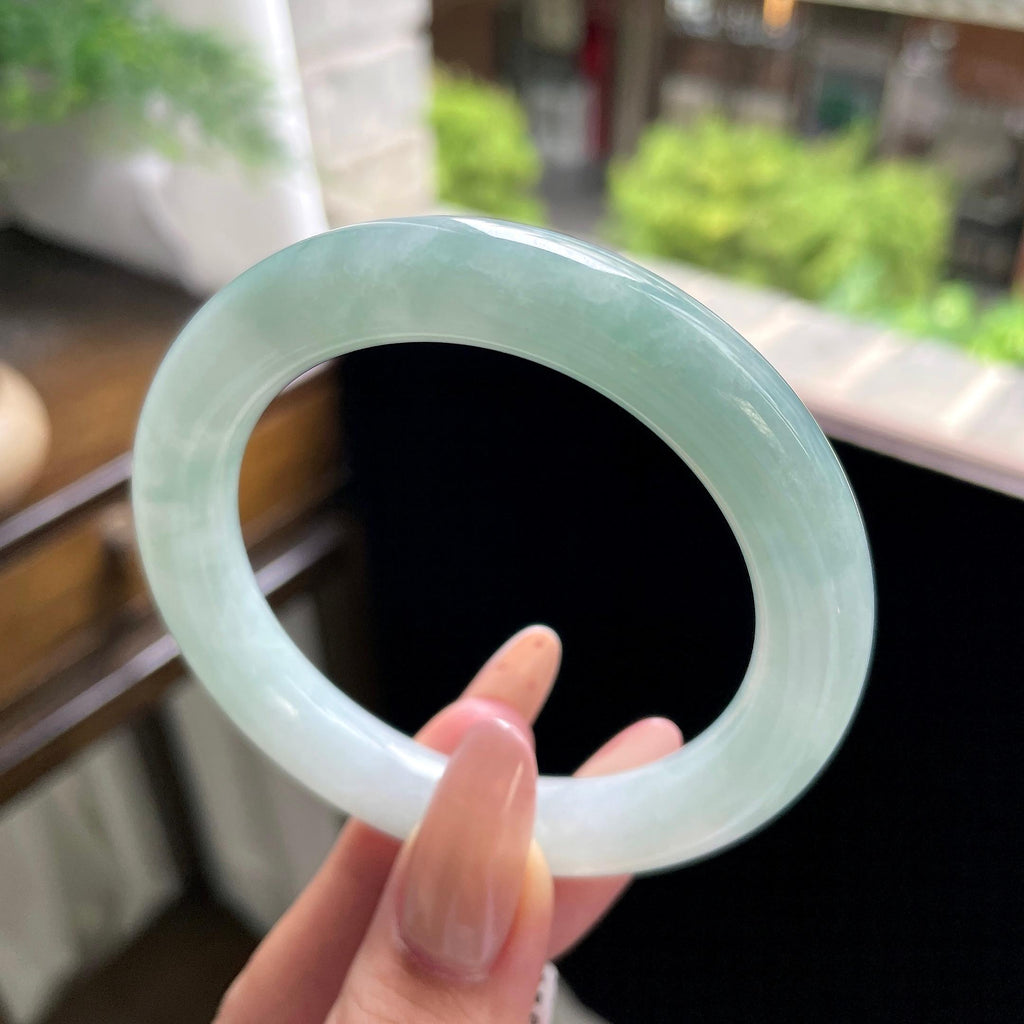细糯种带底色果绿圆条 55圈 天然缅甸A货翡翠（yc703293）