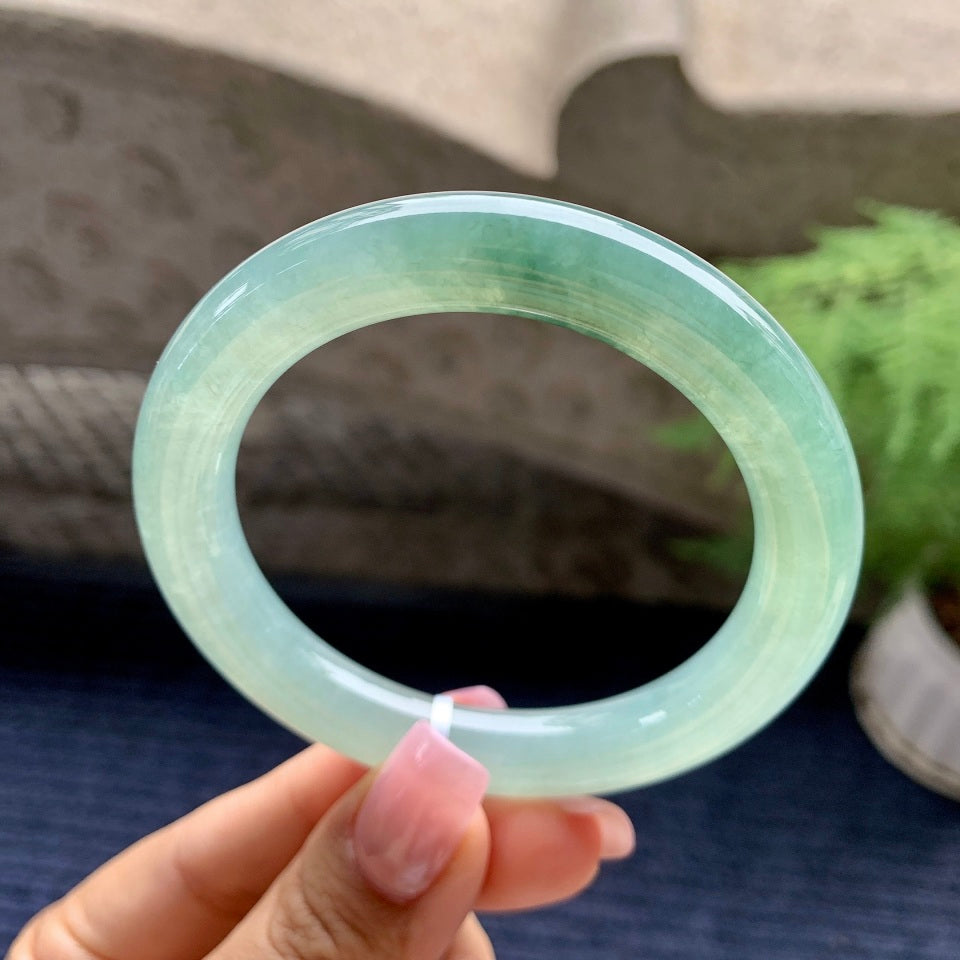 糯冰种晴水圆条手镯（55mm）（yc092173）