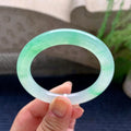 糯冰种飘绿圆条手镯（52mm）（yc173914）