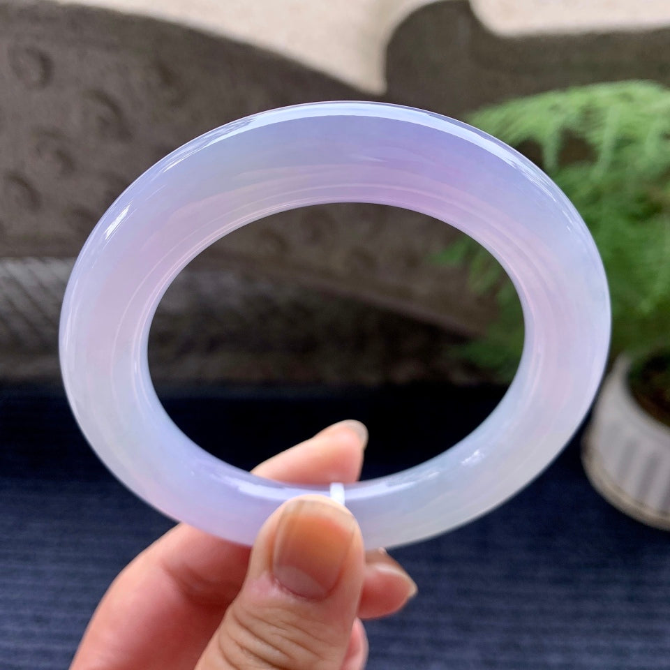 糯冰种紫罗兰圆条手镯（59mm）（yc096585）