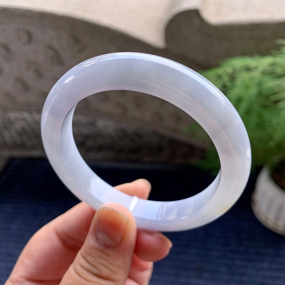 细糯种淡紫罗兰洒金平安镯（56.2mm）（yc093326）