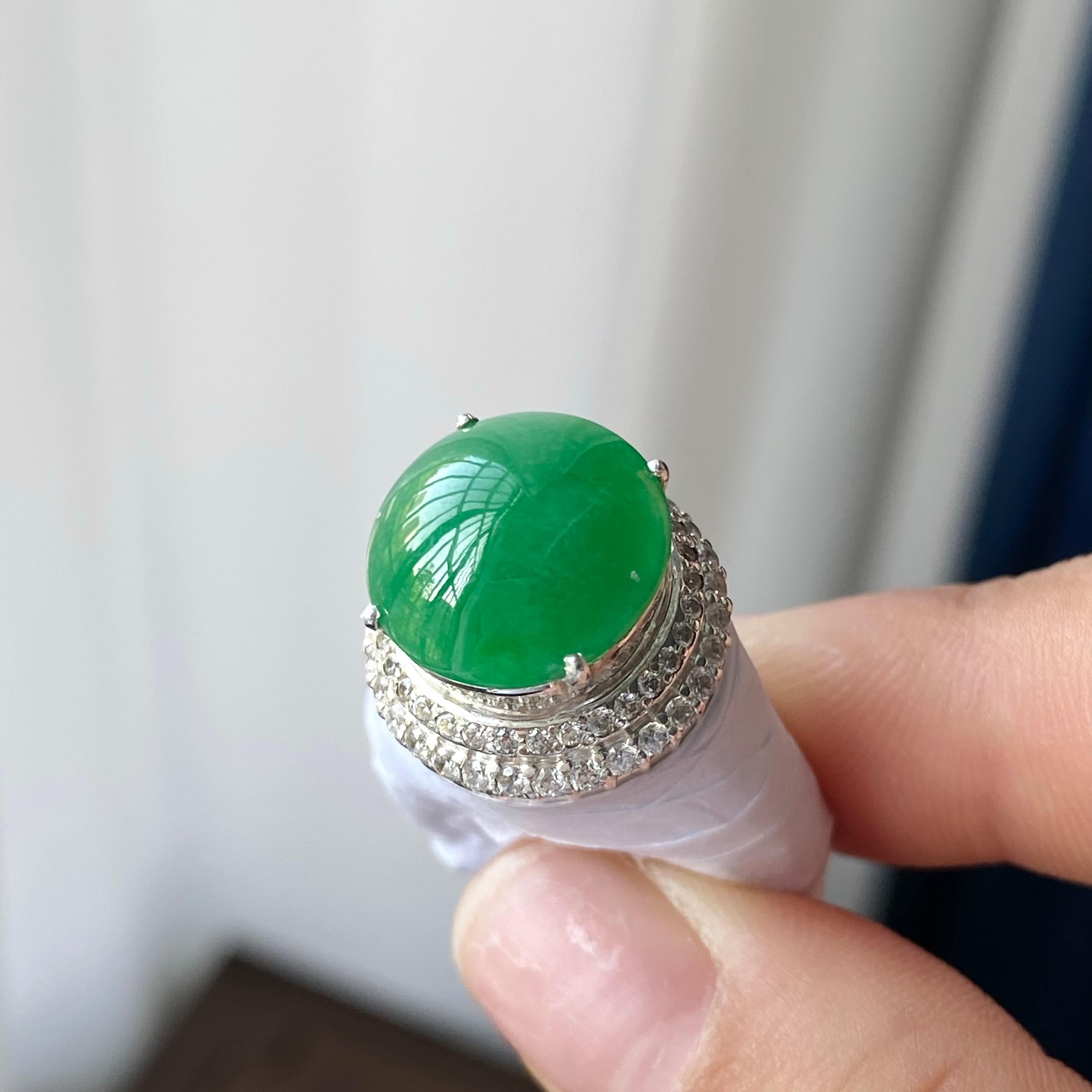 糯冰种满绿蛋面裸石（yc303893）