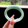 细糯种油青色湖水绿正圈平安镯 57.6圈 天然缅甸A货翡翠（yc522696）